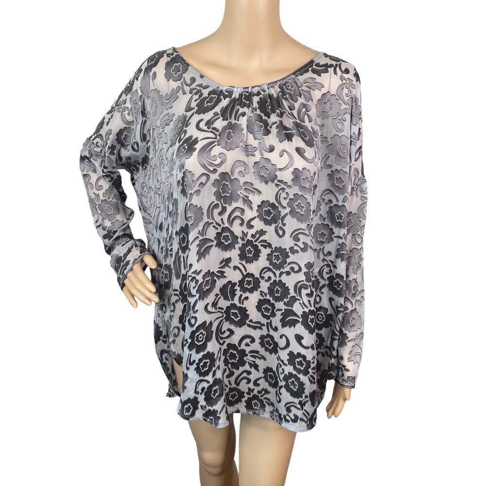 Calypso St Barth Carmelo Tunic NWT Silk Burnout Gray Oversized Shirt Coverup S